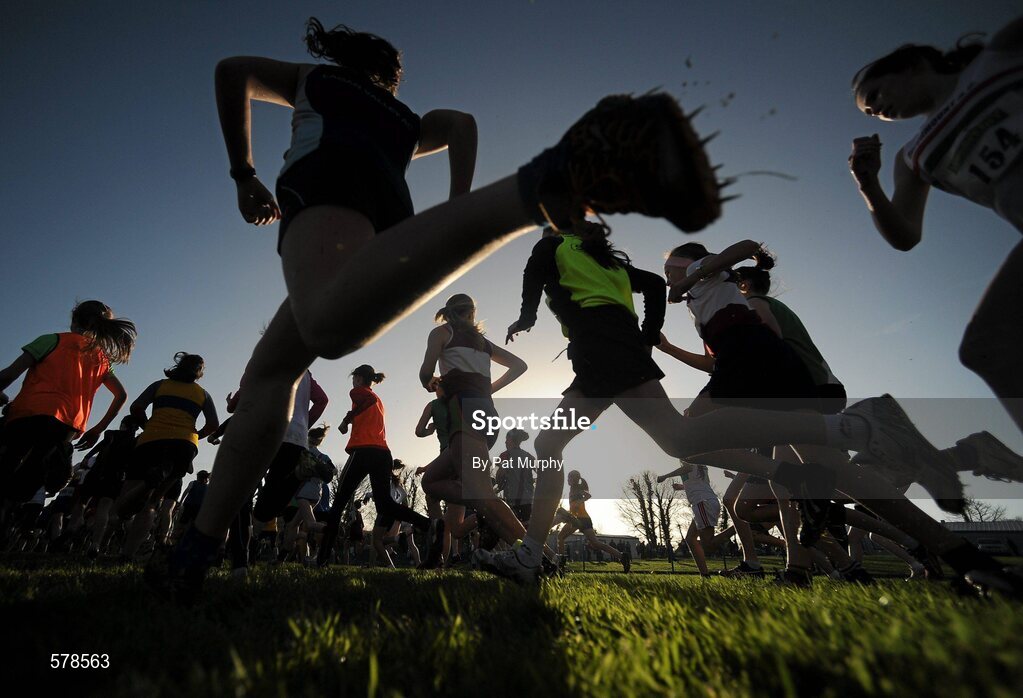 27 November 2011; A general view of the start of the women's U16 race at the Woodie’s DIY Inter County Cross Country Championships. Sligo Racecourse, Sligo. Picture credit: Pat Murphy / SPORTSFILE
