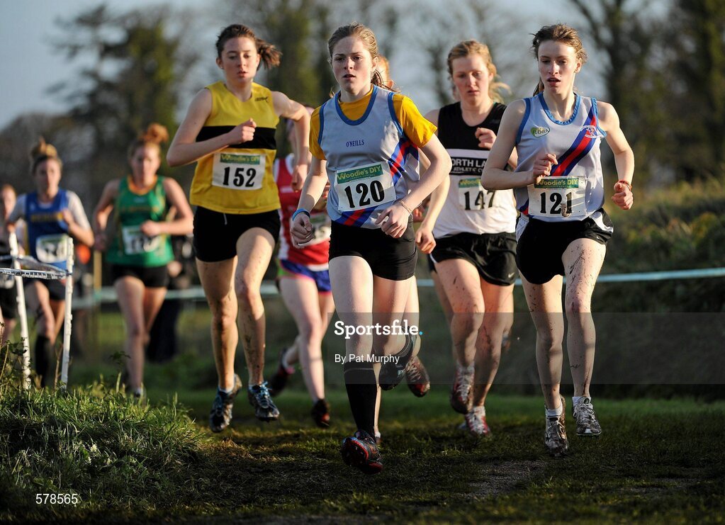 27 November 2011; Siofra Cleirigh Buttner, Dundrum South Dublin AC, 120, on her way to winning the Junior women's race at the Woodie’s DIY Inter County Cross Country Championships. Sligo Racecourse, Sligo. Picture credit: Pat Murphy / SPORTSFILE
