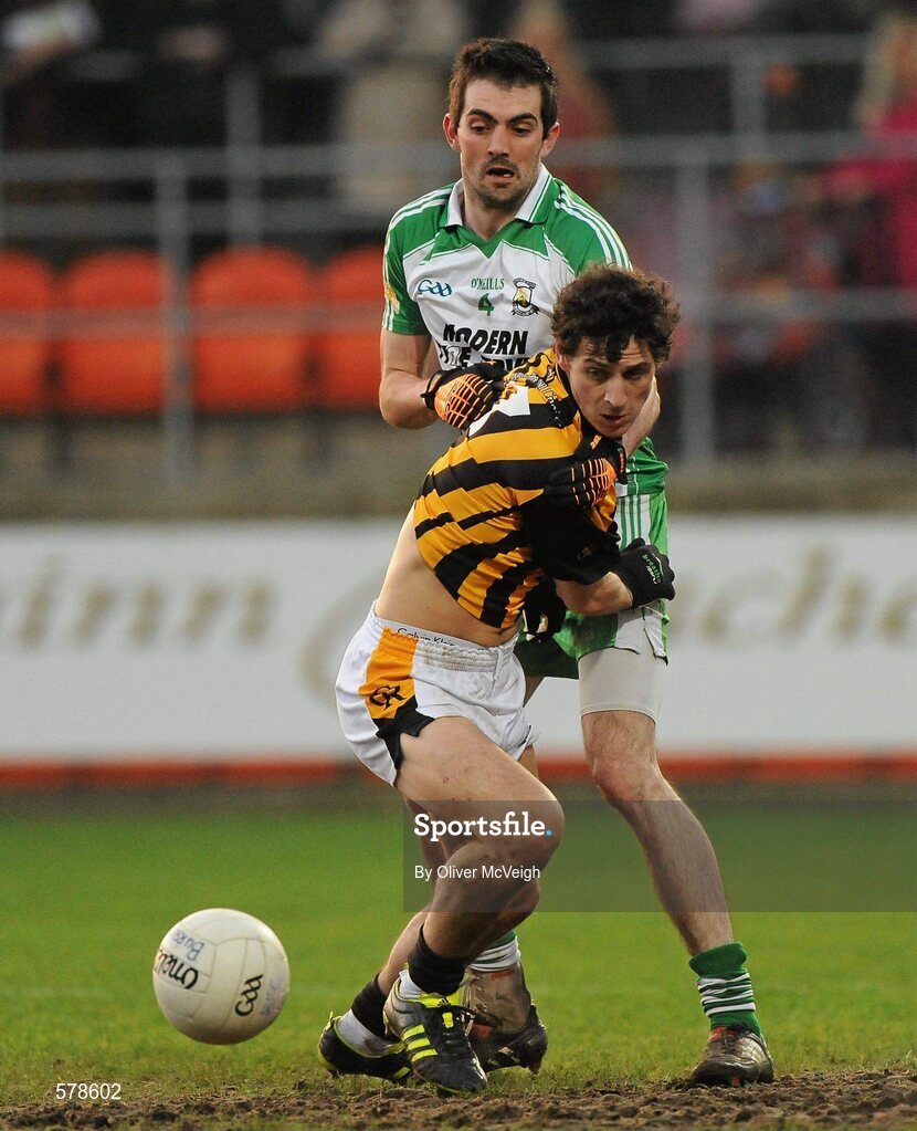 27 November 2011; Jamie Clarke, Crossmaglen Rangers, in action against Gerard McCartan, Burren St Mary's. AIB Ulster GAA Football Senior Club Championship Final, Crossmaglen Rangers, Armagh v Burren St Mary's, Down, Morgan Athletic Grounds, Armagh. Picture credit: Oliver McVeigh / SPORTSFILE