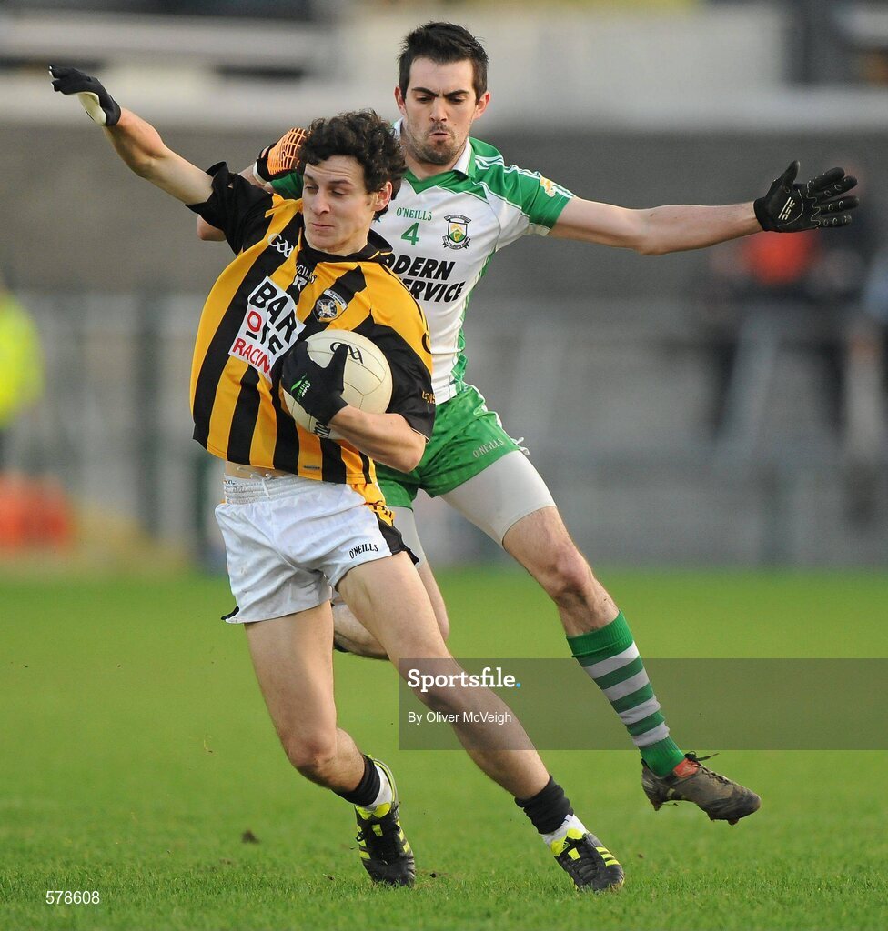 27 November 2011; Jamie Clarke, Crossmaglen Rangers, in action against Gerard McCartan, Burren St Mary's. AIB Ulster GAA Football Senior Club Championship Final, Crossmaglen Rangers, Armagh v Burren St Mary's, Down, Morgan Athletic Grounds, Armagh. Picture credit: Oliver McVeigh / SPORTSFILE
