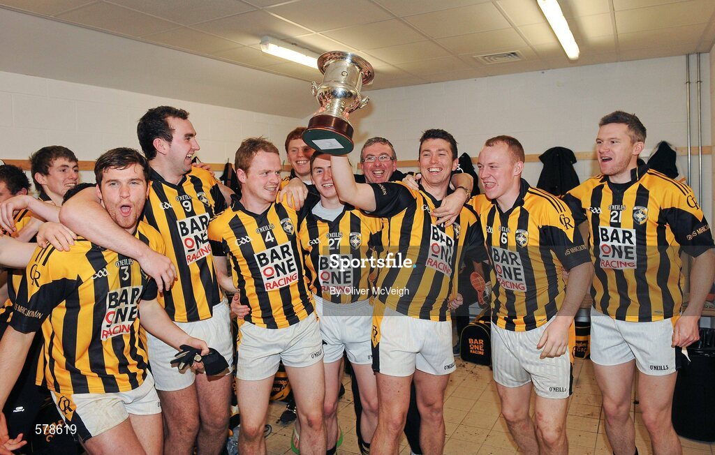 27 November 2011; Captain Stephen Kernan and the Crossmaglen Rangers players celebrate in the dressing rooms after the game. AIB Ulster GAA Football Senior Club Championship Final, Crossmaglen Rangers v Burren St Mary's, Morgan Athletic Grounds, Armagh. Picture credit: Oliver McVeigh / SPORTSFILE