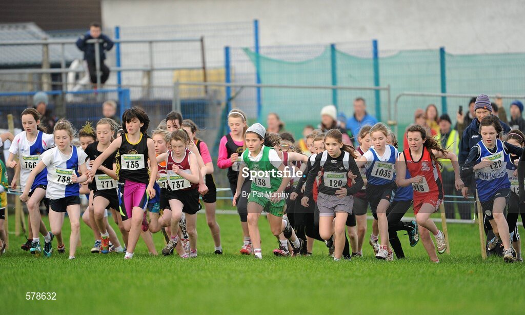 27 November 2011; A general view of the start of the Girl's U12 race at the Woodie’s DIY Inter County Cross Country Championships. Sligo Racecourse, Sligo. Picture credit: Pat Murphy / SPORTSFILE