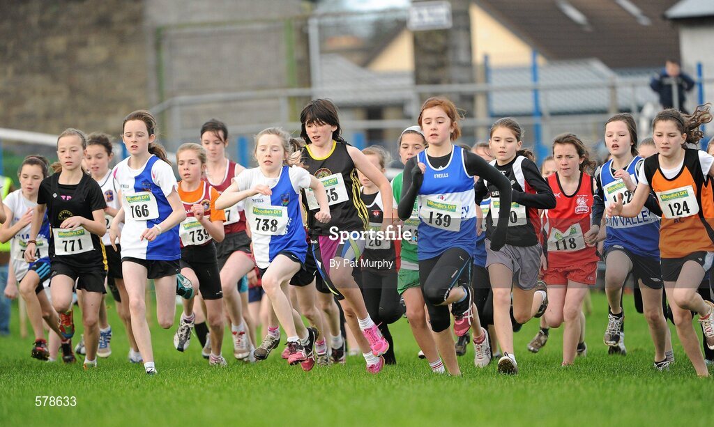 27 November 2011; A general view of the start of the Girl's U12 race at the Woodie’s DIY Inter County Cross Country Championships. Sligo Racecourse, Sligo. Picture credit: Pat Murphy / SPORTSFILE