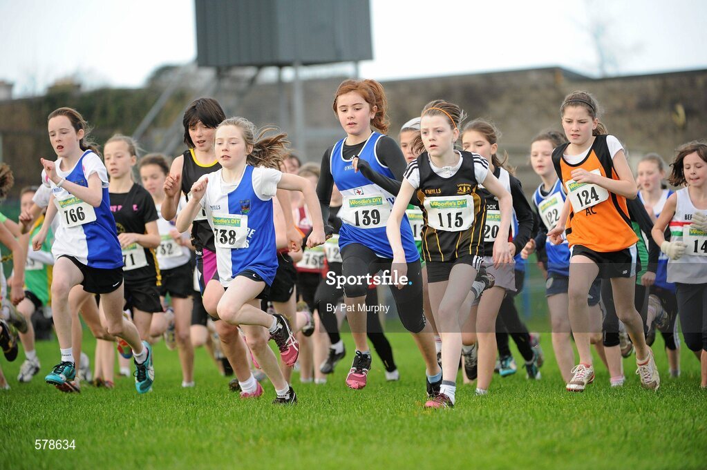 27 November 2011; A general view of the start of the Girl's U12 race at the Woodie’s DIY Inter County Cross Country Championships. Sligo Racecourse, Sligo. Picture credit: Pat Murphy / SPORTSFILE