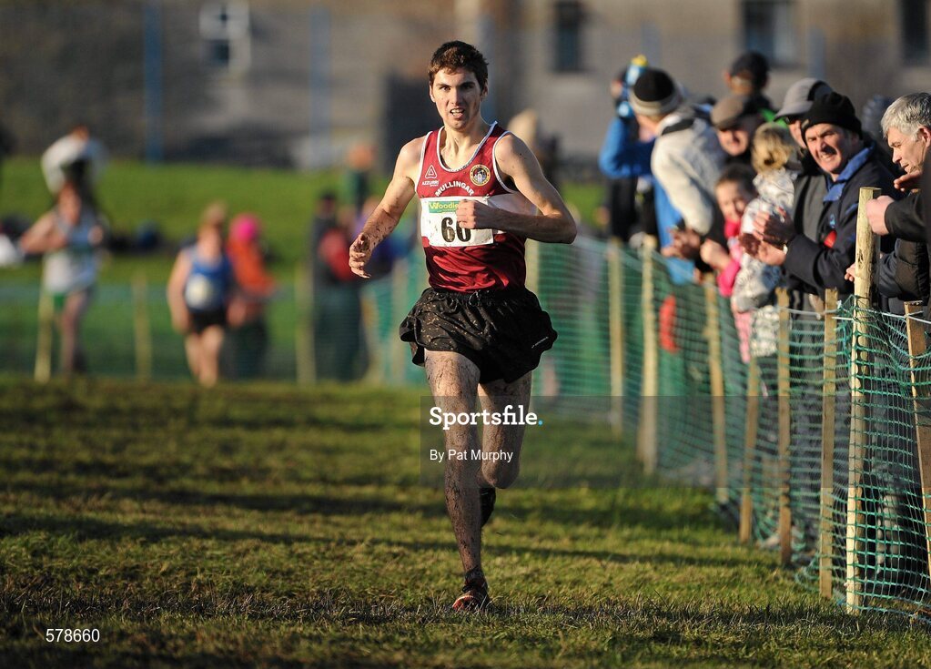 27 November 2011; Jake Byrne, Mullingar Harriers AC, Co. Westmeath, on his way to winning the Junior Men's race at the Woodie’s DIY Inter County Cross Country Championships. Sligo Racecourse, Sligo. Picture credit: Pat Murphy / SPORTSFILE
