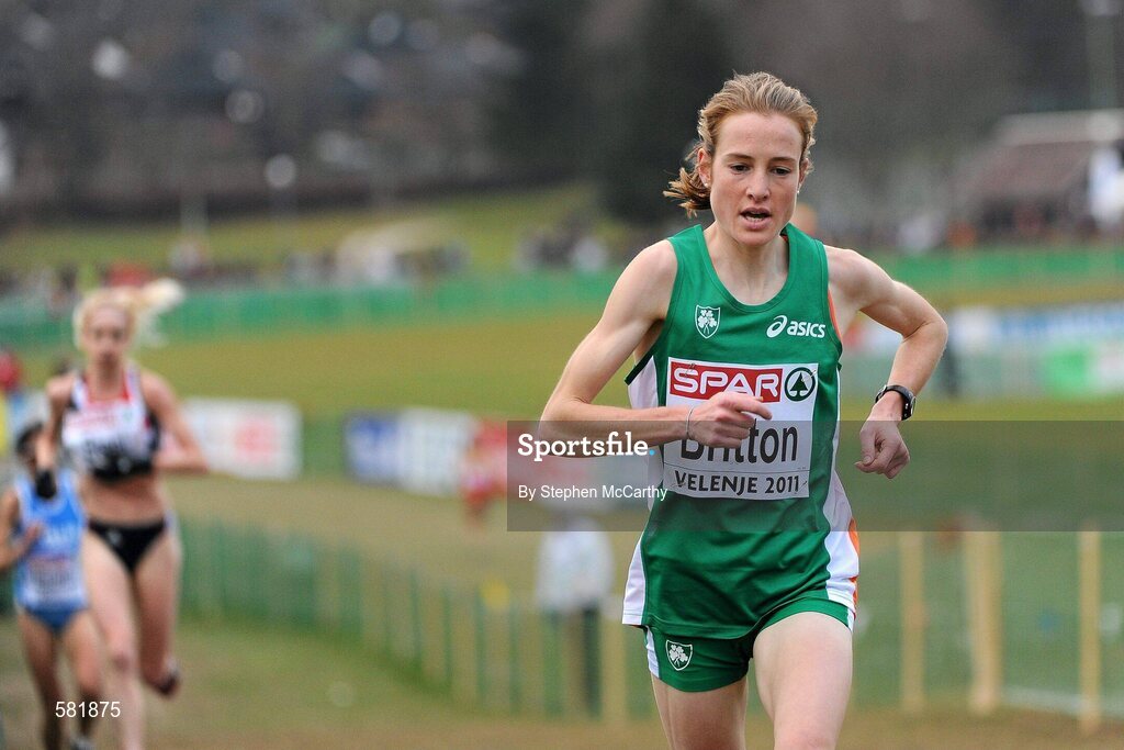 11 December 2011; Fionnuala Britton, Ireland, leads the field on her way to winning the Senior Women's event at the 18th SPAR European Cross Country Championships 2011. Velenje, Slovenia. Picture credit: Stephen McCarthy / SPORTSFILE