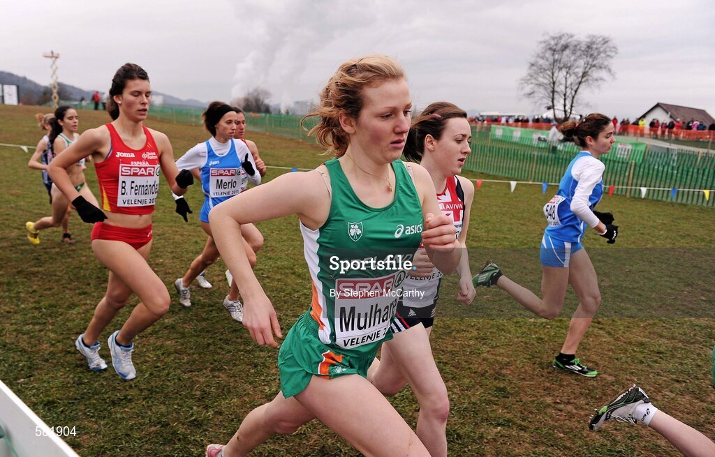 11 December 2011; Mary Mulhare, Ireland, in action during the Junior Women's event at the 18th SPAR European Cross Country Championships 2011. Velenje, Slovenia. Picture credit: Stephen McCarthy / SPORTSFILE
