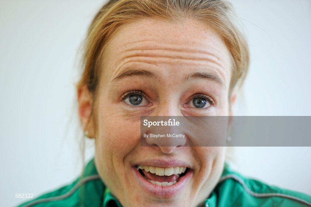 11 December 2011; Fionnuala Britton, Ireland, speaking after her Senior Women's event victory at the 18th SPAR European Cross Country Championships 2011. Velenje, Slovenia. Picture credit: Stephen McCarthy / SPORTSFILE