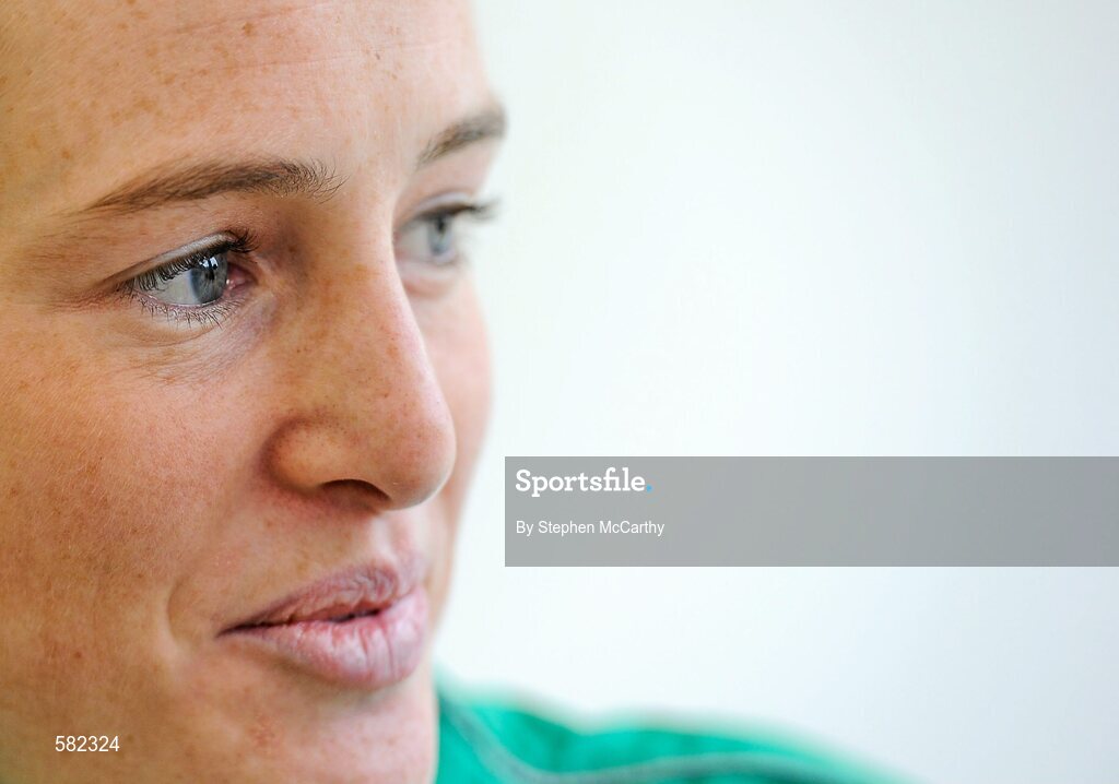 11 December 2011; Fionnuala Britton, Ireland, speaking after her Senior Women's event victory at the 18th SPAR European Cross Country Championships 2011. Velenje, Slovenia. Picture credit: Stephen McCarthy / SPORTSFILE