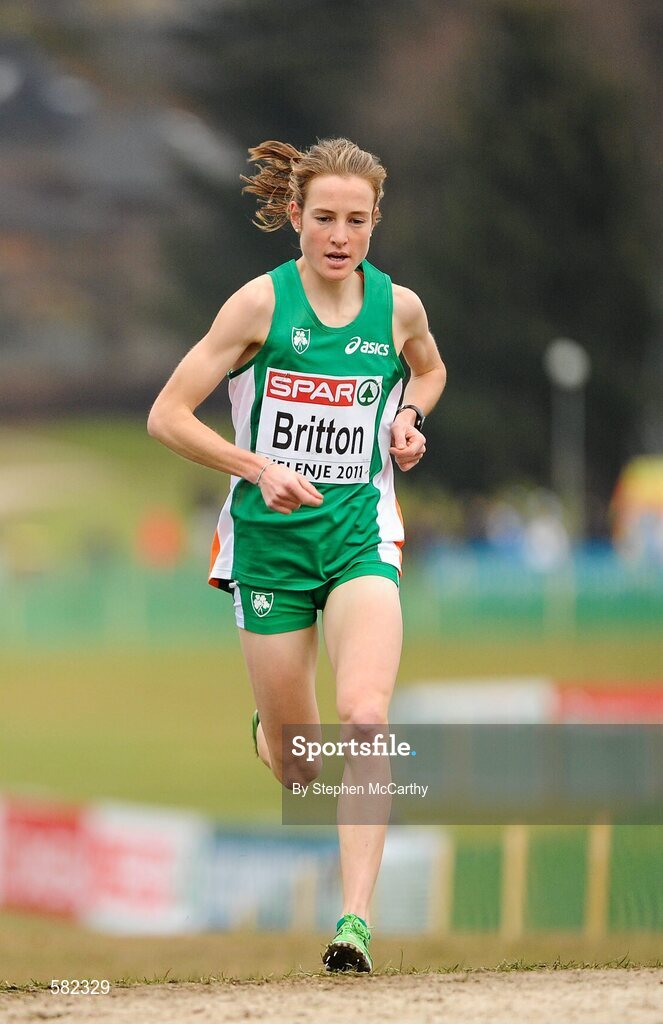 11 December 2011; Fionnuala Britton, Ireland, on her way to victory in the Senior Women's event at the 18th SPAR European Cross Country Championships 2011. Velenje, Slovenia. Picture credit: Stephen McCarthy / SPORTSFILE