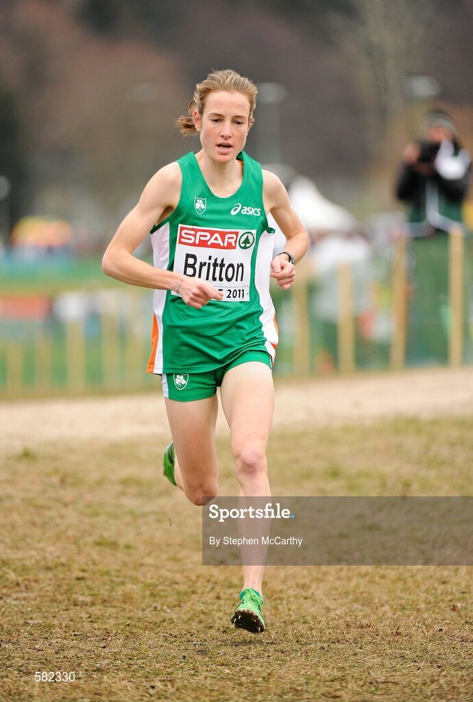 11 December 2011; Fionnuala Britton, Ireland, on her way to victory in the Senior Women's event at the 18th SPAR European Cross Country Championships 2011. Velenje, Slovenia. Picture credit: Stephen McCarthy / SPORTSFILE