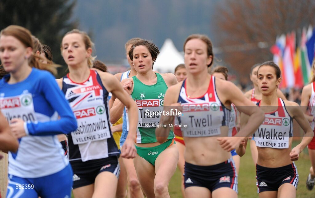 11 December 2011; Sara Treacy, Ireland, in action during the U23 Women's event at the 18th SPAR European Cross Country Championships 2011. Velenje, Slovenia. Picture credit: Stephen McCarthy / SPORTSFILE