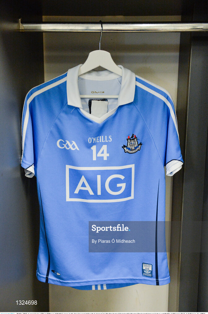 28 May 2017; A general view of Ryan O'Dwyer of Dublin's jersey in the dressing room before the Leinster GAA Hurling Senior Championship Quarter-Final match between Galway and Dublin at O'Connor Park, in Tullamore, Co. Offaly.  Photo by Piaras Ó Mídheach/Sportsfile