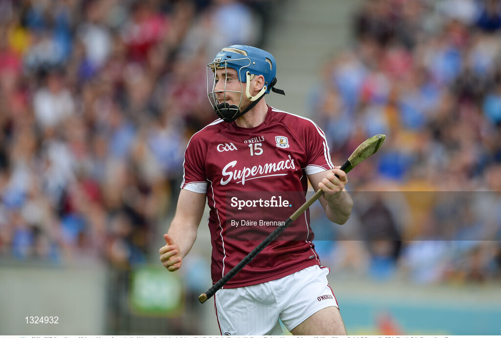 28 May 2017; Conor Cooney of Galway celebrates after scoring his side's second goal during the Leinster GAA Hurling Senior Championship Quarter-Final match between Galway and Dublin at O'Connor Park, in Tullamore, Co. Offaly. Photo by Daire Brennan/Sportsfile