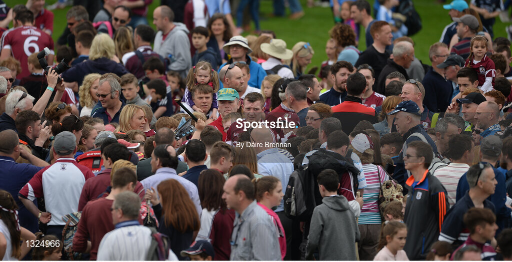 28 May 2017; Joe Canning of Galway signs autographs for supporters after the Leinster GAA Hurling Senior Championship Quarter-Final match between Galway and Dublin at O'Connor Park, in Tullamore, Co. Offaly. Photo by Daire Brennan/Sportsfile