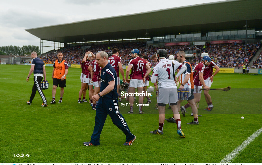 28 May 2017; Galway manager Micheál Donoghue ahead of the Leinster GAA Hurling Senior Championship Quarter-Final match between Galway and Dublin at O'Connor Park, in Tullamore, Co. Offaly. Photo by Daire Brennan/Sportsfile