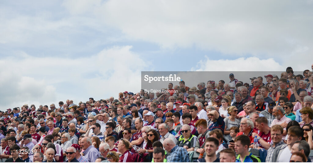 28 May 2017; Supporters from both sides watch the game from the terrace during the Leinster GAA Hurling Senior Championship Quarter-Final match between Galway and Dublin at O'Connor Park, in Tullamore, Co. Offaly. Photo by Daire Brennan/Sportsfile