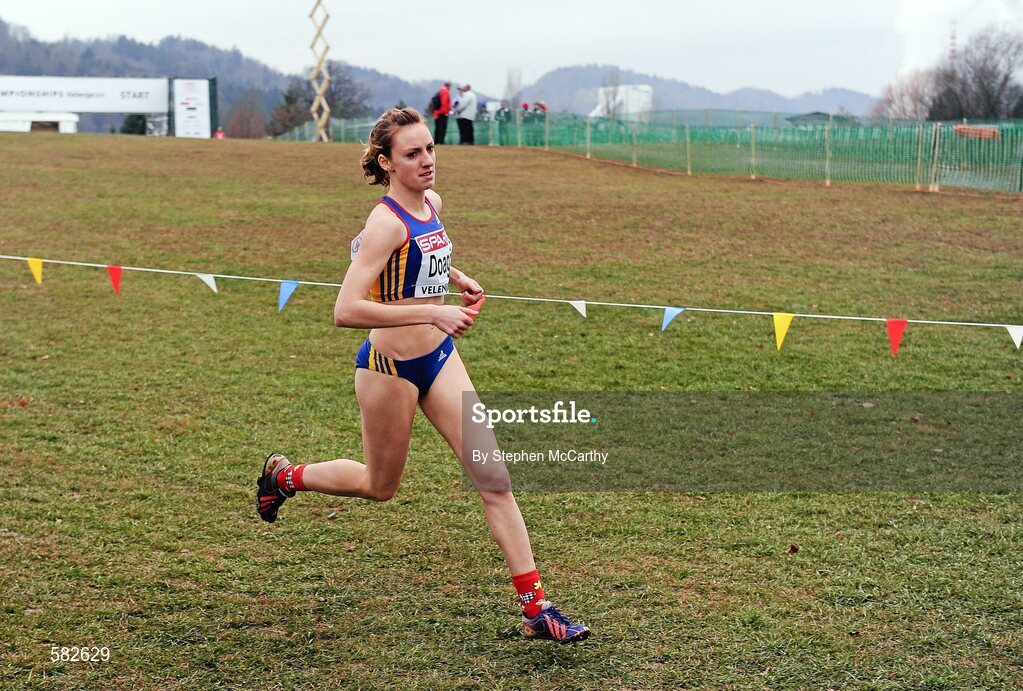 11 December 2011; Ioana Doaga, Romania, in action during the Junior Women's event at the 18th SPAR European Cross Country Championships 2011. Velenje, Slovenia. Picture credit: Stephen McCarthy / SPORTSFILE