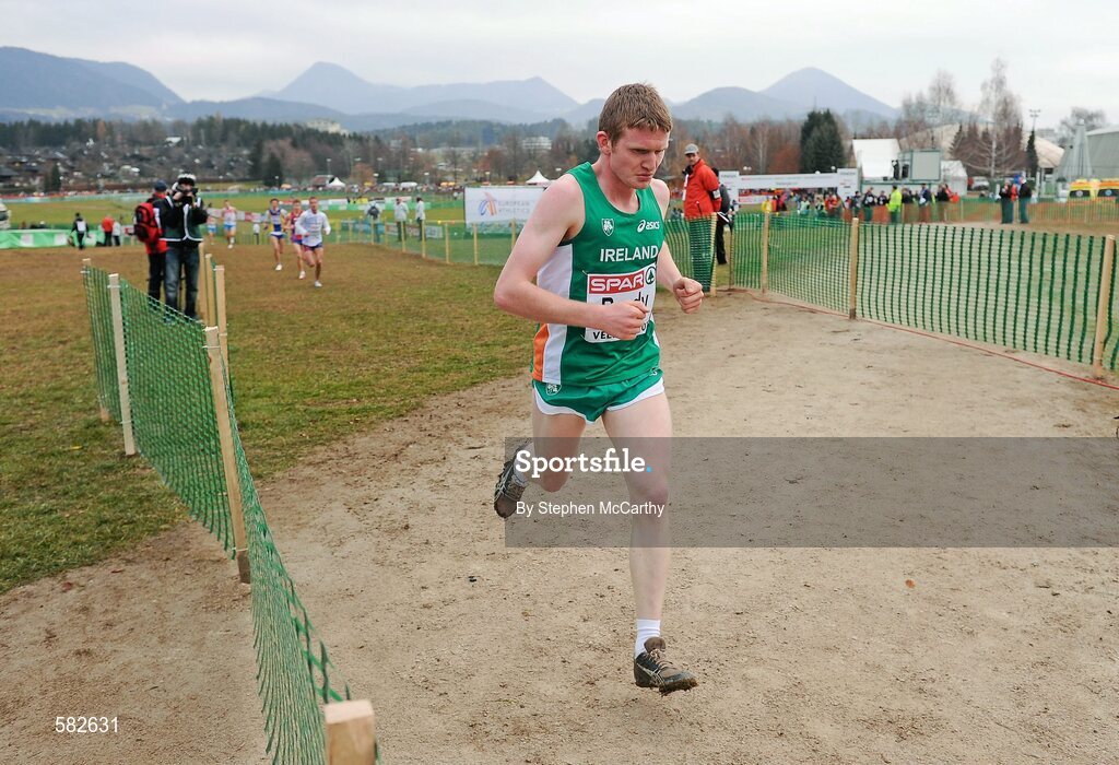 11 December 2011; Liam Brady, Ireland, in action during the Junior Men's event at the 18th SPAR European Cross Country Championships 2011. Velenje, Slovenia. Picture credit: Stephen McCarthy / SPORTSFILE