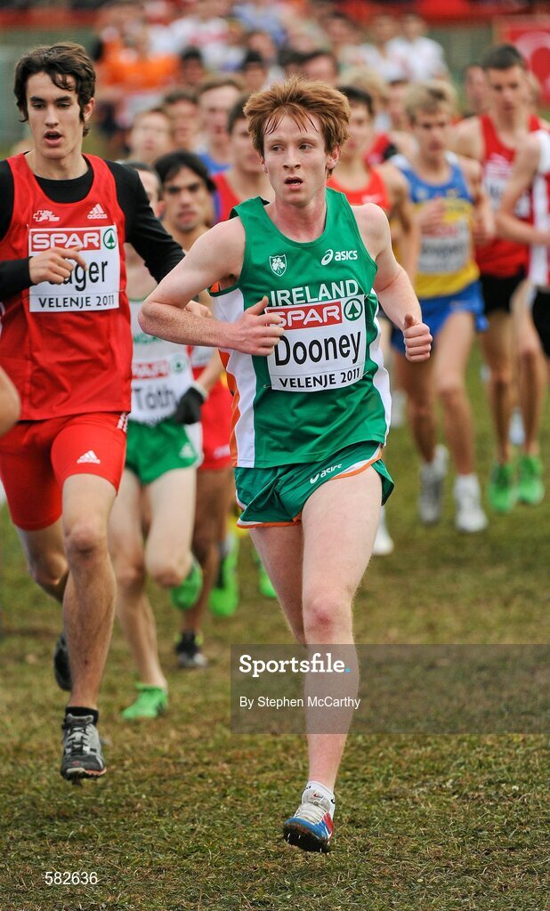 11 December 2011; Kevin Dooney, Ireland, in action during the Junior Men's event at the 18th SPAR European Cross Country Championships 2011. Velenje, Slovenia. Picture credit: Stephen McCarthy / SPORTSFILE