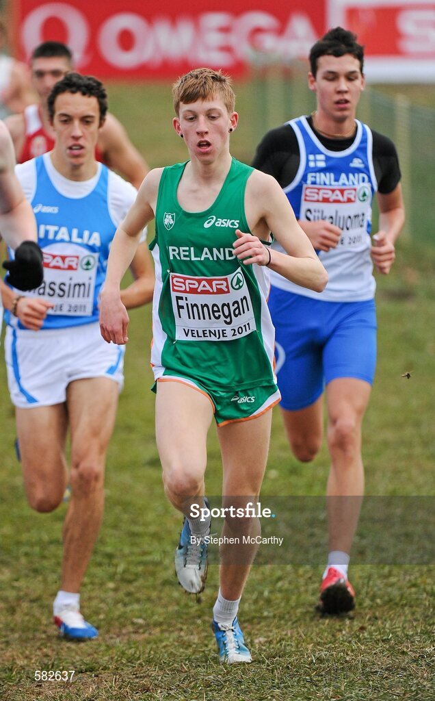 11 December 2011; Ruairi Finnegan, Ireland, in action during the Junior Men's event at the 18th SPAR European Cross Country Championships 2011. Velenje, Slovenia. Picture credit: Stephen McCarthy / SPORTSFILE