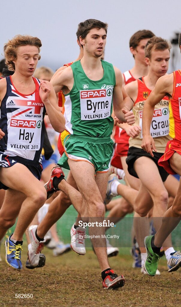 11 December 2011; Jake Byrne, Ireland, in action during the Junior Men's event at the 18th SPAR European Cross Country Championships 2011. Velenje, Slovenia. Picture credit: Stephen McCarthy / SPORTSFILE