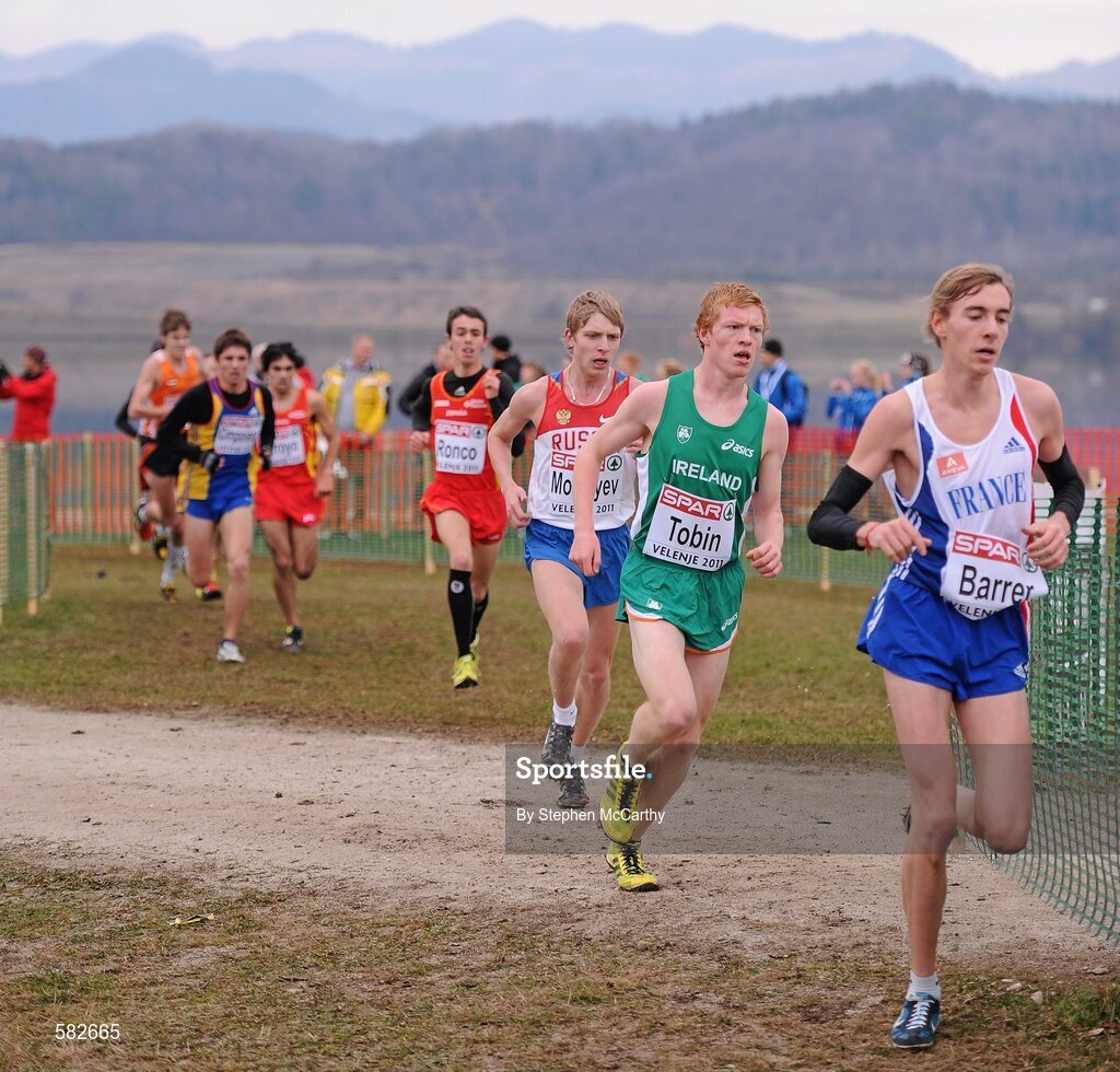 11 December 2011; Sean Tobin, Ireland, in action during the Junior Men's event at the 18th SPAR European Cross Country Championships 2011. Velenje, Slovenia. Picture credit: Stephen McCarthy / SPORTSFILE