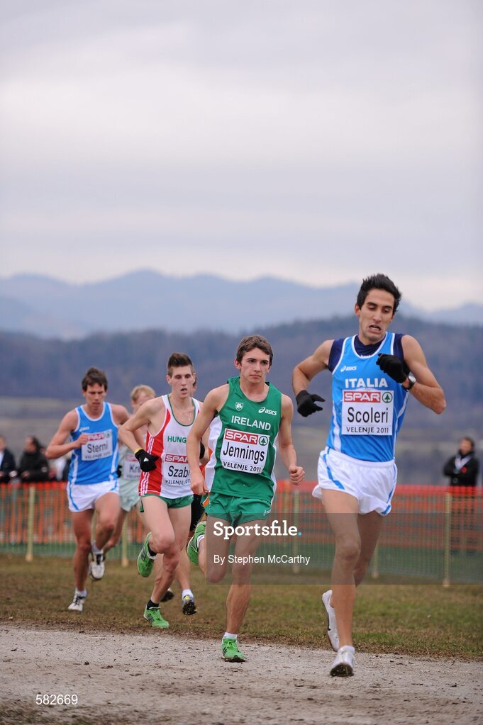11 December 2011; Emmet Jennings, Ireland, in action during the U23 Men's event at the 18th SPAR European Cross Country Championships 2011. Velenje, Slovenia. Picture credit: Stephen McCarthy / SPORTSFILE