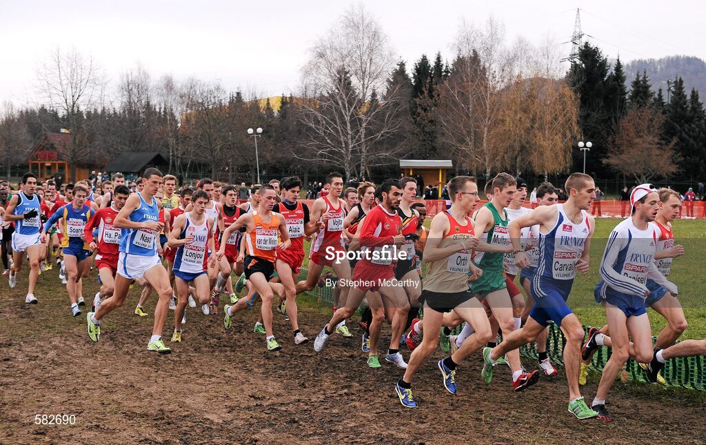 11 December 2011; Athletes compete during the U23 Men's event at the 18th SPAR European Cross Country Championships 2011. Velenje, Slovenia. Picture credit: Stephen McCarthy / SPORTSFILE