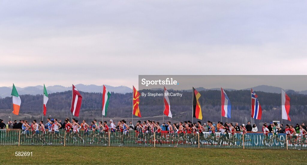 11 December 2011; Athletes compete during the U23 Men's event at the 18th SPAR European Cross Country Championships 2011. Velenje, Slovenia. Picture credit: Stephen McCarthy / SPORTSFILE