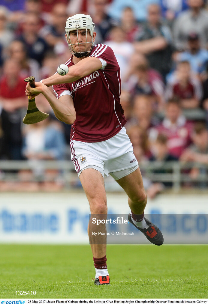 28 May 2017; Jason Flynn of Galway during the Leinster GAA Hurling Senior Championship Quarter-Final match between Galway and Dublin at O'Connor Park, in Tullamore, Co. Offaly.  Photo by Piaras Ó Mídheach/Sportsfile