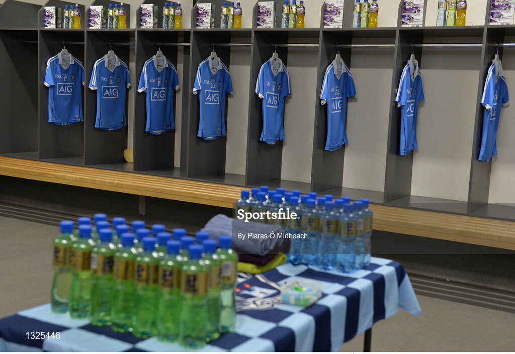 28 May 2017; A general view of the Dublin dressing room before the Leinster GAA Hurling Senior Championship Quarter-Final match between Galway and Dublin at O'Connor Park, in Tullamore, Co. Offaly.  Photo by Piaras Ó Mídheach/Sportsfile