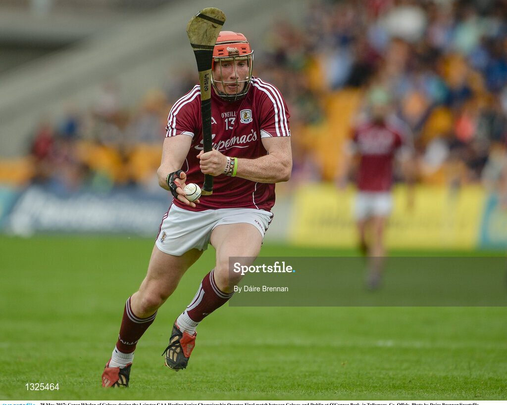 28 May 2017; Conor Whelan of Galway during the Leinster GAA Hurling Senior Championship Quarter-Final match between Galway and Dublin at O'Connor Park, in Tullamore, Co. Offaly. Photo by Daire Brennan/Sportsfile