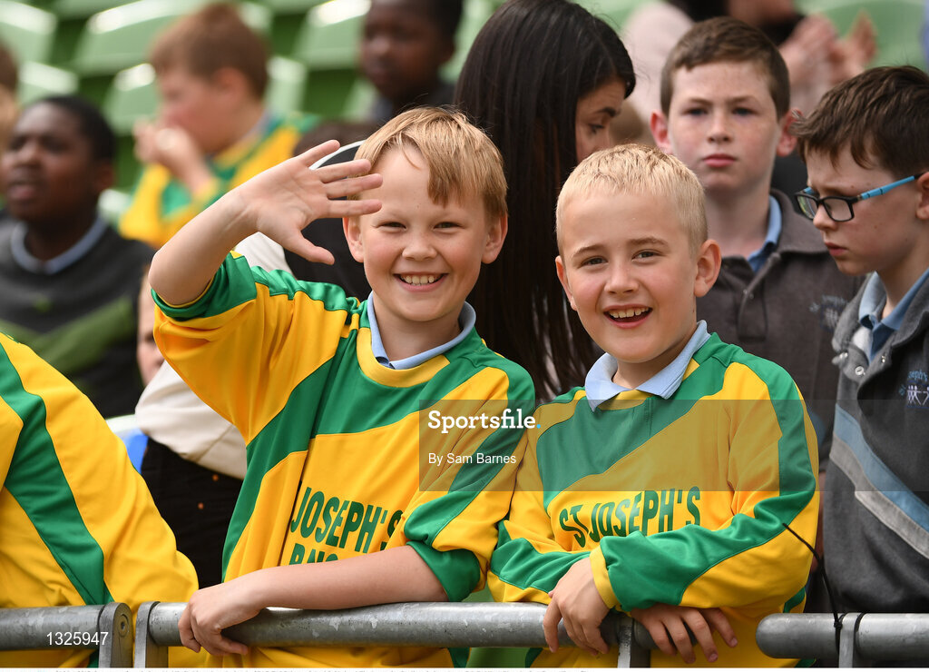 31 May 2017; Supporters from St Joseph's NS, Co Monaghan, during the SPAR FAI Primary School 5s National Finals at Aviva Stadium, in Lansdowne Rd, Dublin 4. Photo by Sam Barnes/Sportsfile