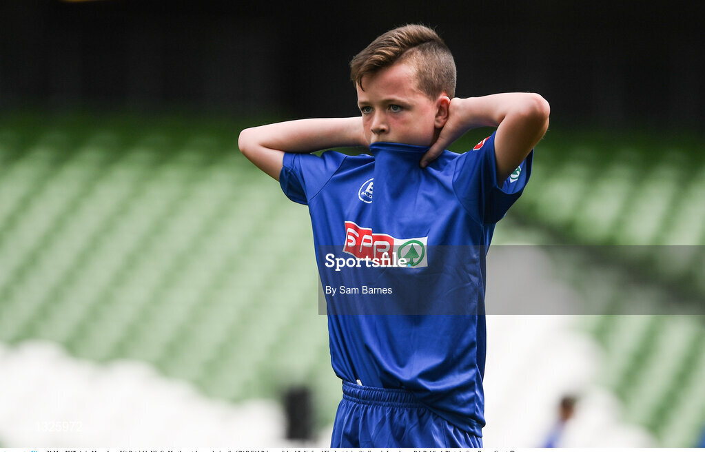 31 May 2017; Arón Monaghan of St Patrick's NS, Co Meath, watches on during the SPAR FAI Primary School 5s National Finals at Aviva Stadium, in Lansdowne Rd, Dublin 4. Photo by Sam Barnes/Sportsfile