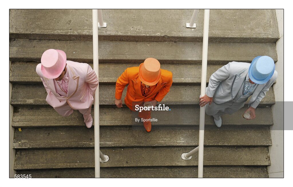 28 July 2011; Trevor Niblock, left, Barry O'Mahony and Dave Niblock, right, from Cork, during day 4 of the Galway Racing Festival 2011, Ballybrit, Galway. Photo by Sportsfile