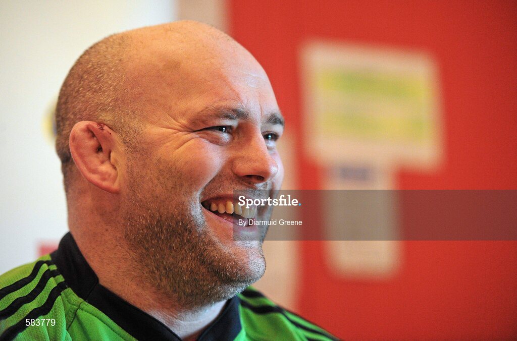 22 December 2011; Munster's John Hayes during a press conference ahead of their Celtic League game against Connacht on Monday. Munster Rugby Press Conference, Kilballyowen Park, Bruff, Co. Limerick. Picture credit: Diarmuid Greene / SPORTSFILE