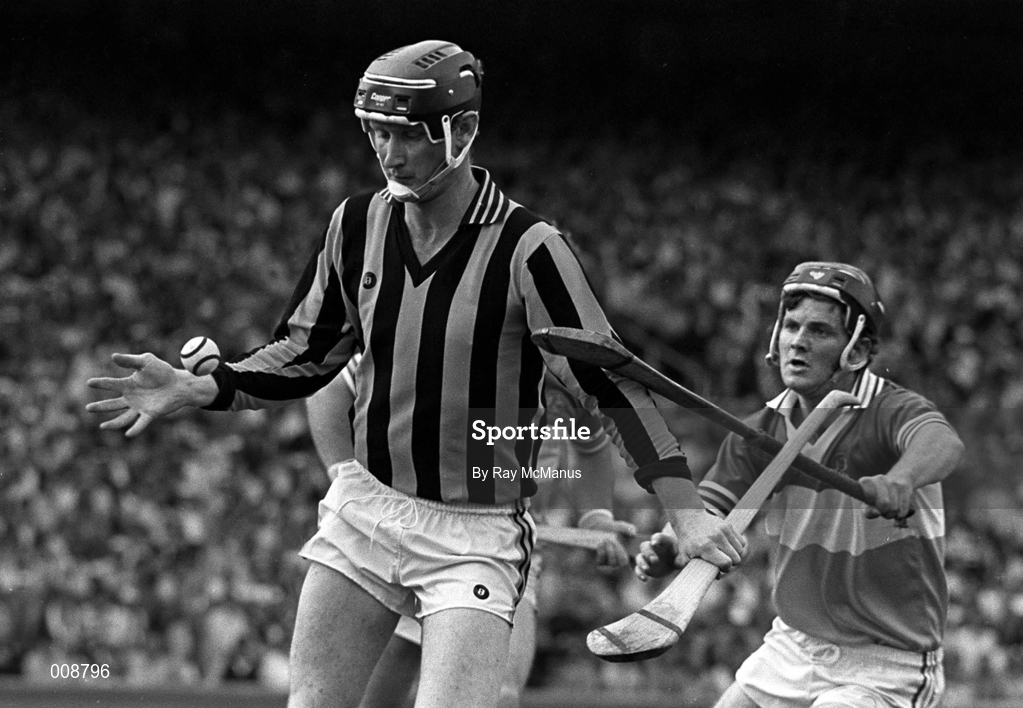 25 July 1982; Brian Cody of Kilkenny, in action against Mark Corrigan of Offaly during the Leinster Senior Hurling Championship Final match between Kilkenny and Offaly at Croke Park in Dublin. Photo by Ray McManus/Sportsfile