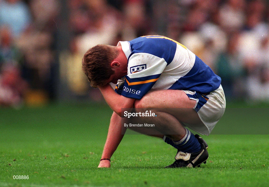 27 September 1998; Brian McDonald of Laois dejected after the All-Ireland Minor Football Championship Final between Laois and Tyrone at Croke Park in Dublin. Photo by Brendan Moran/Sportsfile