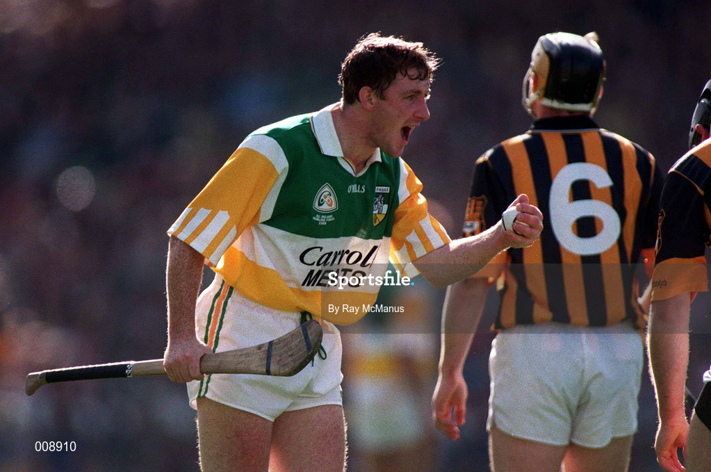 13 September 1998; Brian Whelahan of Offaly celebrates during the Guinness All-Ireland Senior Hurling Championship Final match between Kilkenny and Offaly at Croke Park in Dublin. Photo by Ray McManus/Sportsfile