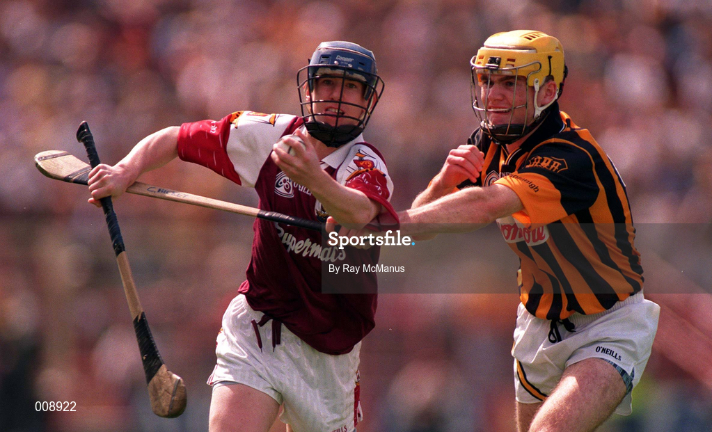 16 August 1998; Cathal Coen of Galway in action against Canice Hickey of Kilkenny during the All-Ireland Minor Hurling Championship Semi-Final match between Kilkenny and Galway at Croke Park in Dublin. Photo by Ray McManus/Sportsfile