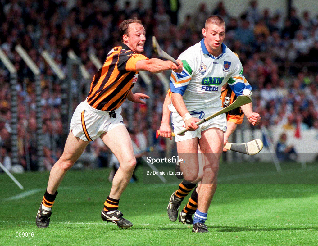 16 August 1998; Dan Shanahan of Waterford in action against Liam Keogh of Kilkenny during the Guinness All-Ireland Senior Hurling Championship Semi-Final match between Kilkenny and Waterford at Croke Park in Dublin. Photo by Damien Eagers/Sportsfile
