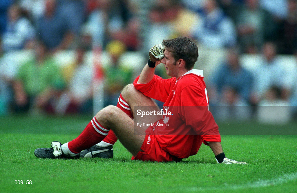 27 September 1998; Tyrone goalkeeper Gareth Maguire dejected after the All-Ireland Minor Football Championship Final between Laois and Tyrone at Croke Park in Dublin. Photo by Ray McManus/Sportsfile
