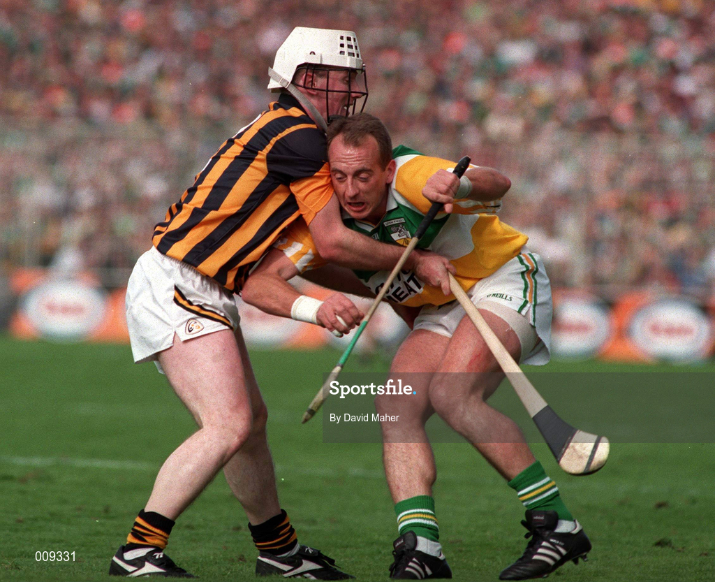 13 September 1998; Joe Dooley of Offaly in action against Tom Hickey of Kilkenny during the Guinness All-Ireland Senior Hurling Championship Final match between Kilkenny and Offaly at Croke Park in Dublin. Photo by David Maher/Sportsfile