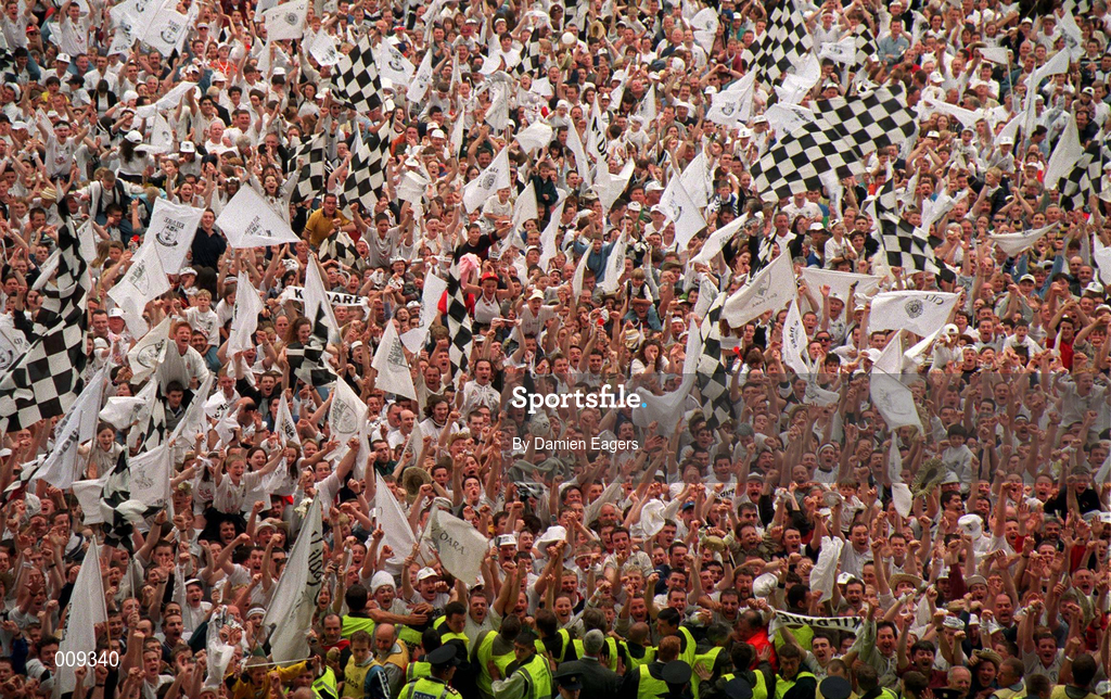 2 August 1998; Kildare Fans celebrate on the pitch after the Bank of Ireland Leinster Senior Football Championship Final match between Kildare and Meath at Croke Park in Dublin. Photo by Damien Eagers/Sportsfile