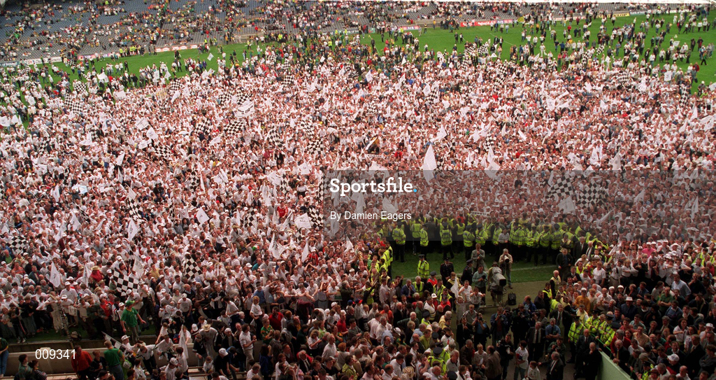 2 August 1998; Kildare fans celebrate on the pitch after the Bank of Ireland Leinster Senior Football Championship Final match between Kildare and Meath at Croke Park in Dublin. Photo by Damien Eagers/Sportsfile