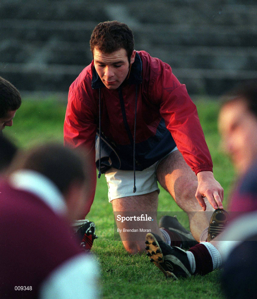 16 September 1998; John Divilly stretching during a Galway senior football squad training session at Tuam Stadium in Tuam, Galway. Photo by Brendan Moran/Sportsfile