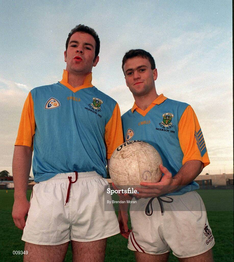 16 September 1998; John Divilly, left, and Derek Savage who both play for Galway and UCD, after a Galway senior football squad training session at Tuam Stadium in Tuam, Galway. Photo by Brendan Moran/Sportsfile