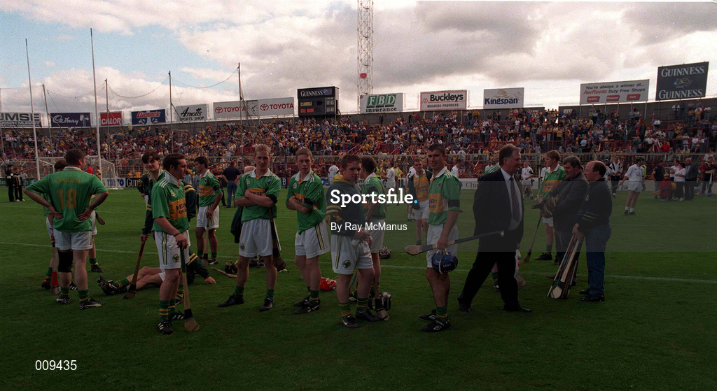 22 August 1998; Kerry players before the All Ireland Under-21 'B' hurling Final match between Kerry and Kildare at Croke Park in Dublin. The game was postponed due to a protest on the pitch by Offaly supporters due to the amount of time played in their Guinness All-Ireland Senior Hurling Championship Semi-Final defeat to Clare in the previous game. Photo by Ray McManus/Sportsfile