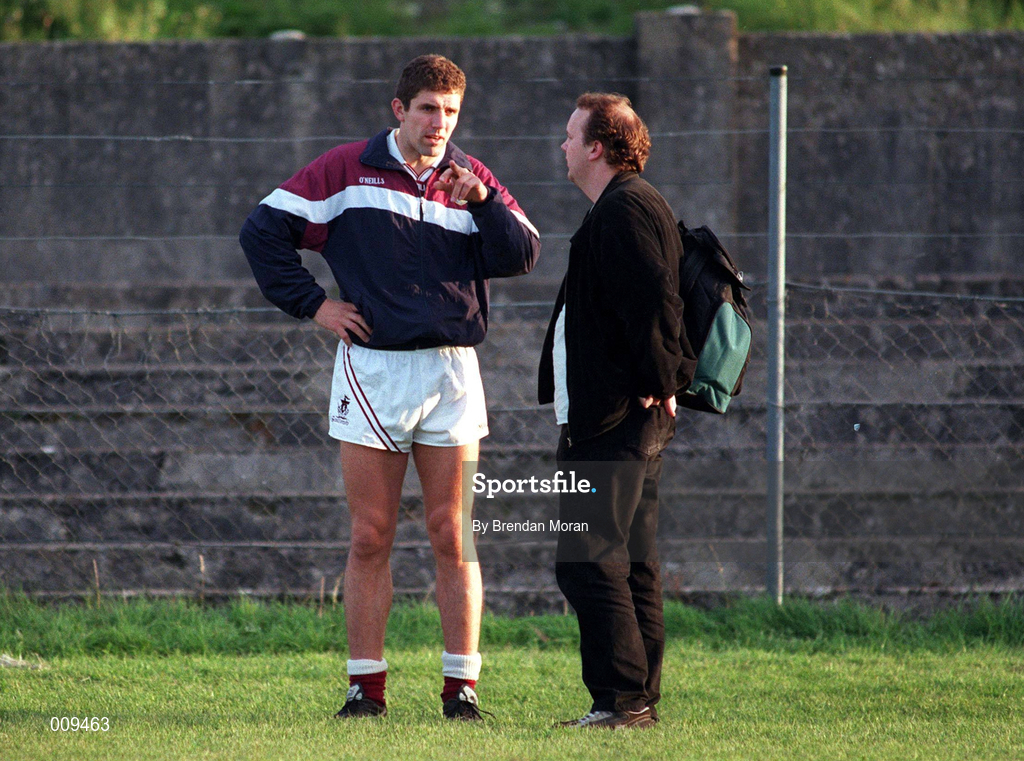 16 September 1998; Kevin Walsh speaking to a journalist  during a Galway senior football squad training session at Tuam Stadium in Tuam, Galway. Photo by Brendan Moran/Sportsfile